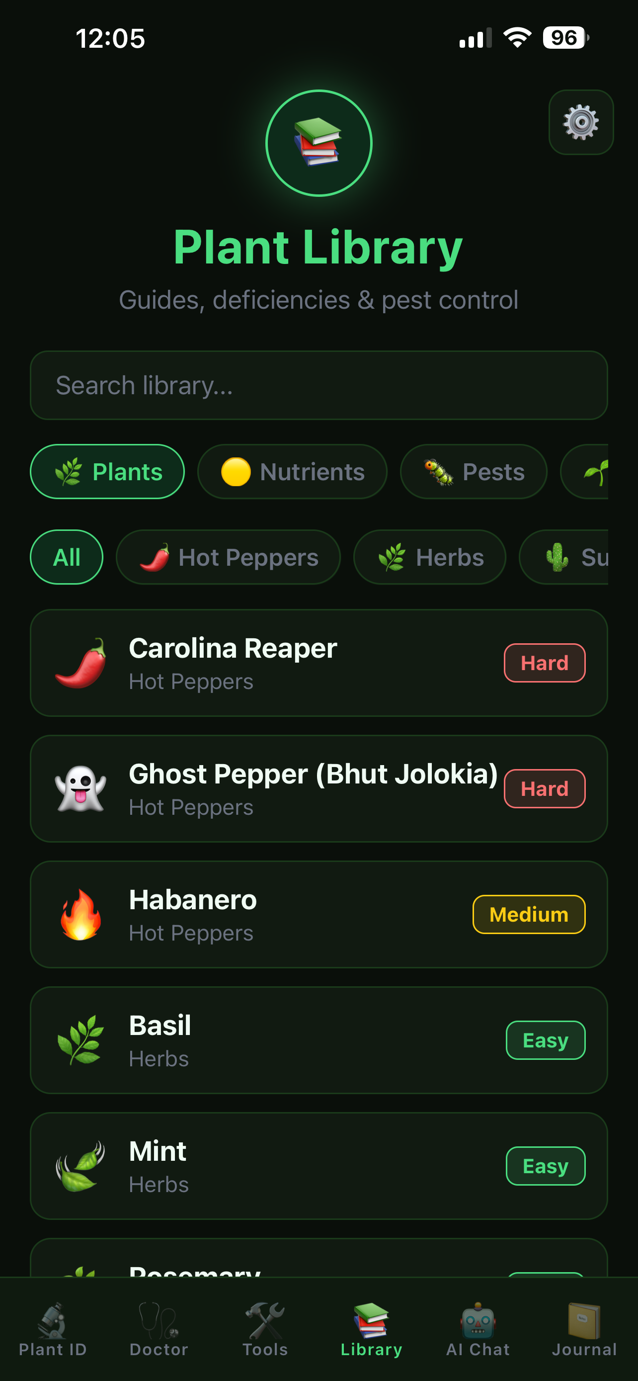 PlantSense Pro Plant Library