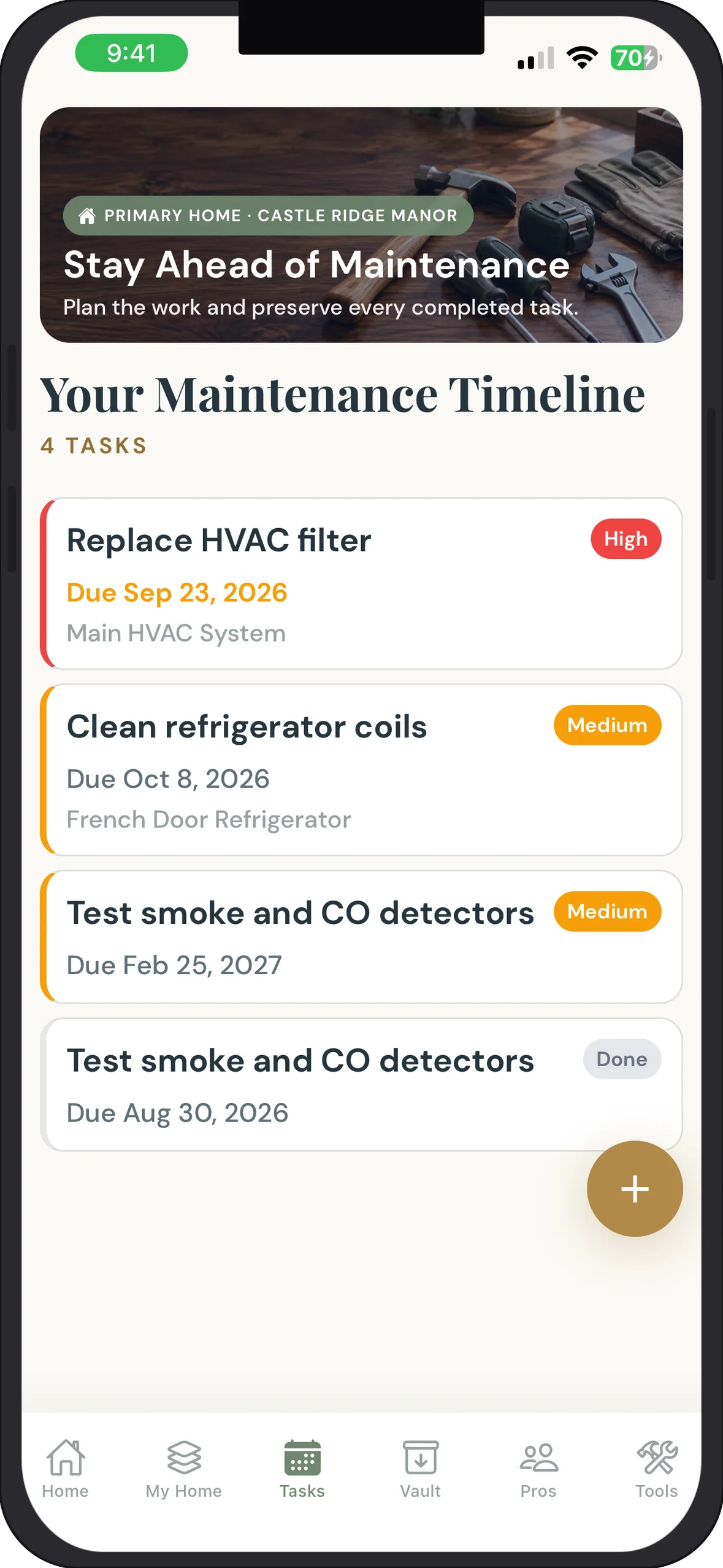 Noah360 redesigned a complete maintenance timeline screen