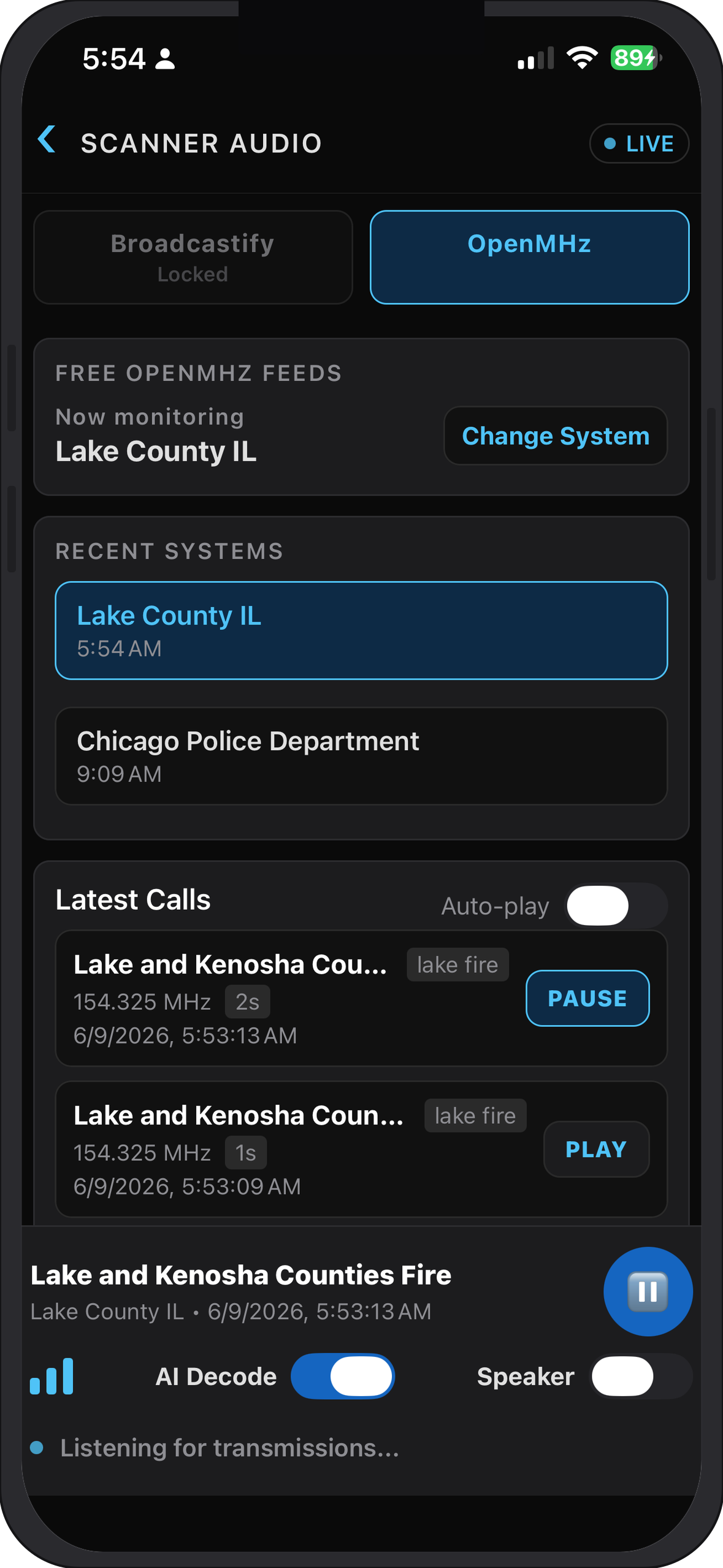 Weather Belt scanner audio