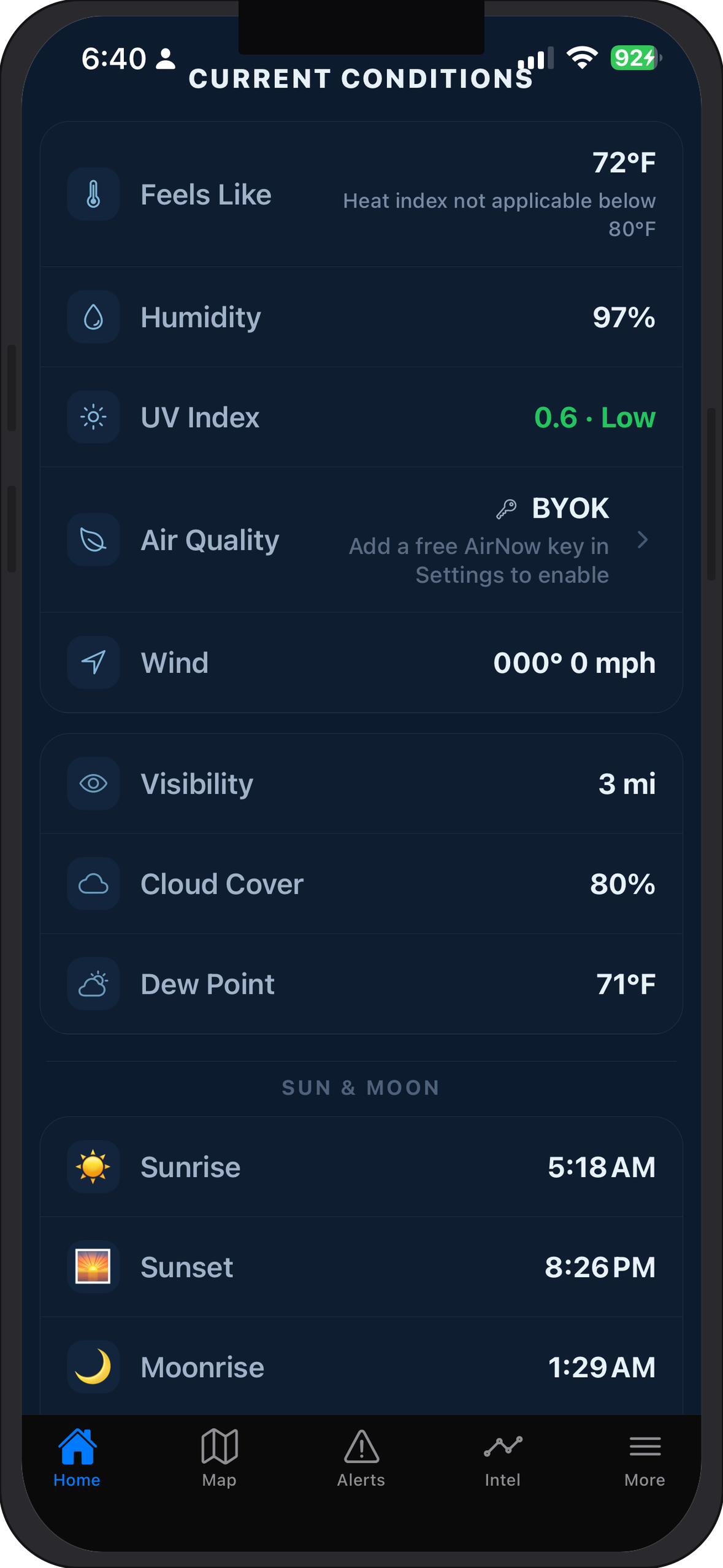 Weather Belt current conditions
